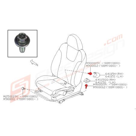 Vis siège avant pour subaru impreza STI 2012 - 201344922