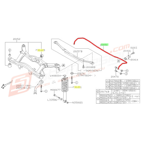 Barre anti-roulis arrière pour Subaru Legacy44944