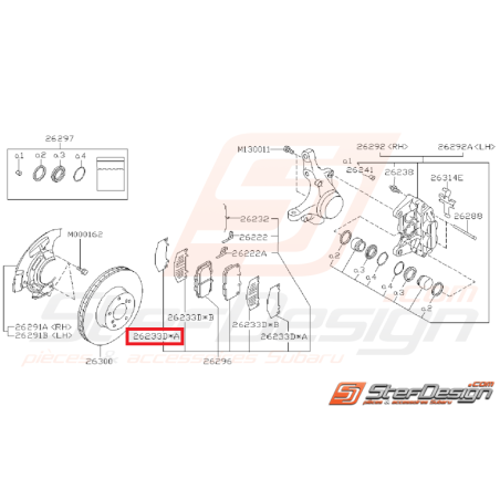 Kit complet Montage Plaque de Frein Avant avec Tole Origine Subaru GT 99-00 WRX 01-0545032