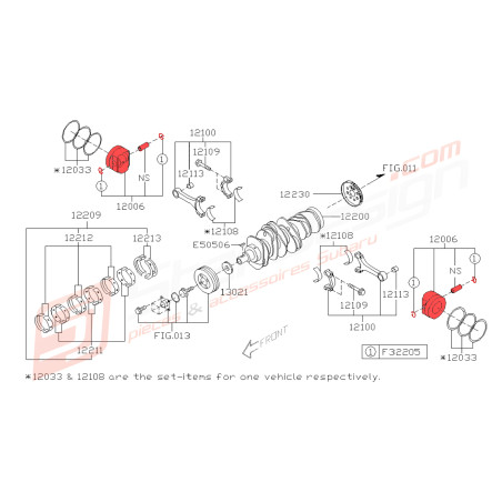 Piston origine pour Subaru Outback 3.0R 03.2005 au 06.200645096
