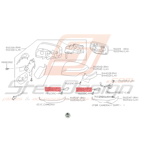 Couvercle rétroviseur inférieur Gauche et droit Origine Subaru STI 2015-201945191