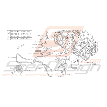Schéma Courroie de Distribution Origine Subaru Diesel WRX 2008 - 201145245