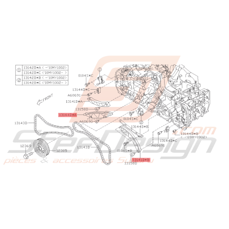 Guide inférieur de chaîne de distribution Origine Subaru Diesel FORESTER, XV et WRX45254