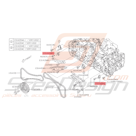 Guide de chaîne de distribution Origine Subaru Diesel FORESTER, XV et WRX45257