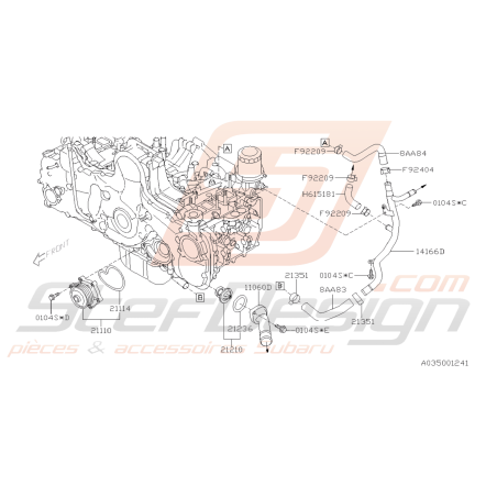 Schéma Pompe a Eau Origine Subaru FORESTER WRX Diesel 2008 - 201245281