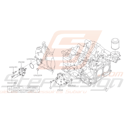 Schéma Pompe et Filtre à Huile Origine Subaru FORESTER WRX Diesel 2008 - 201245296