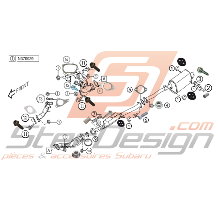 Schéma Joint et support échappement Origine Subaru WRX 2003 - 200545335