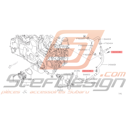 Vis fixation tuyaux Modine Subaru GT 93-00 WRX STI 01-20/05/09 WRX DIESEL 08-12 BRZ 13 FORESTER 05-1245352