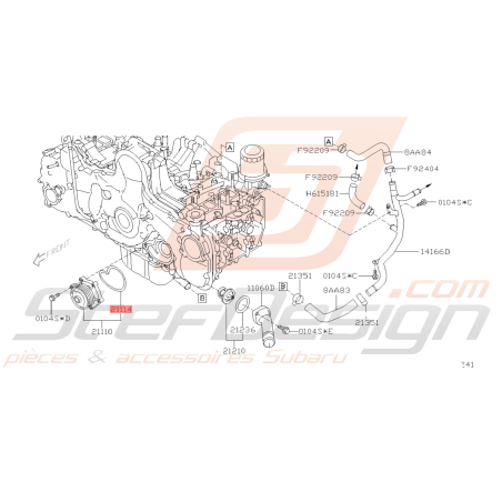 Joint pompe à Eau Origine Subaru FORESTER WRX Diesel 2008 - 201245355