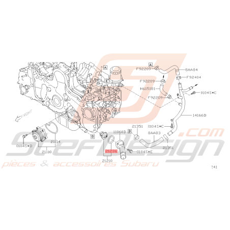 Joint thermostat Origine Subaru GT 93-00 WRX 01-11 STI 01-19 FORESTER Turbo 97-02/05-1245358
