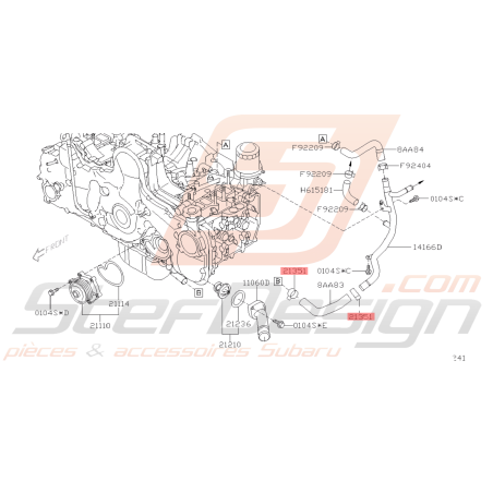 Collier durite d'huile Origine Subaru FORESTER WRX Diesel 2008 - 201245359