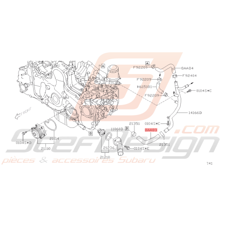 Durite d'eau Origine Subaru FORESTER WRX Diesel 2008 - 201245370