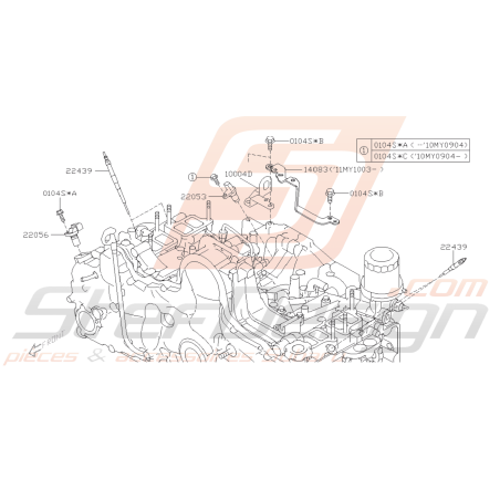 Schéma Bougies d'allumage et Câbles Haute Tension Origine Subaru FORESTER WRX Diesel 2008 - 201245374