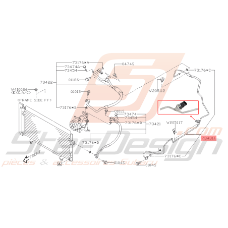 Durite Climatisation et pressostat Origine Subaru 2008 - 2009 Diesel45430