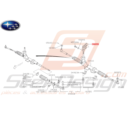 Cardan Crémaillère Origine Subaru STI 2002 - 2003 RH45478