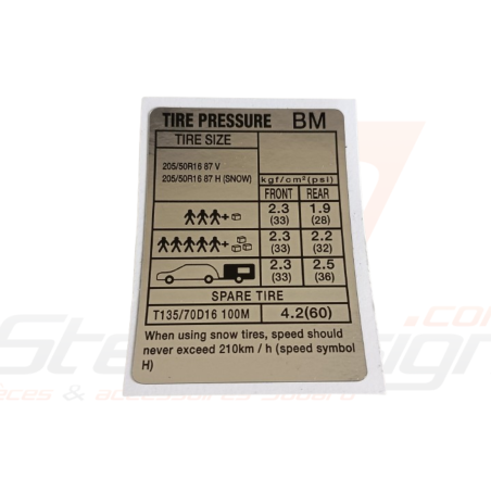 Autocollant Pression Pneumatique pour Subaru GT 97-0045510