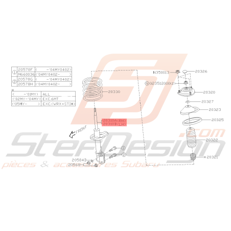 Renfort amortisseur Complet Origine Subaru Impreza Break 2006 - 2007 EJ20445519