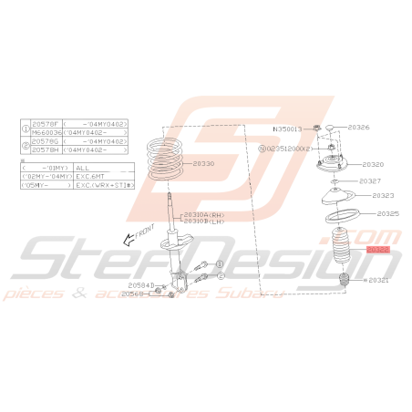 Cache poussière amortisseur avant GT 93-00 WRX 01-04 FORESTER 97-0245521