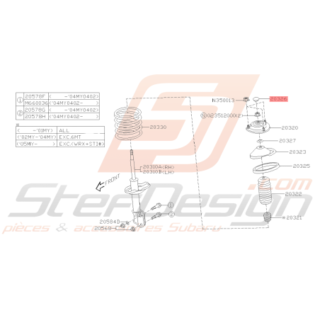 Pare poussière amortisseur avant Origine Subaru FORESTER 97-02 STI 01-14 BRZ 13-19 Impreza BREAK45524