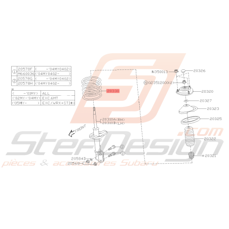 Ressort Avant Origine Subaru Impreza Break 2006 - 2007 EJ20445526