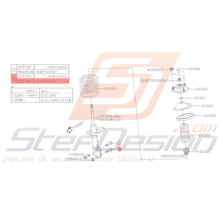 Vis fixation inférieur d'amortisseur avant WRX STI 2004 - 03/201145528