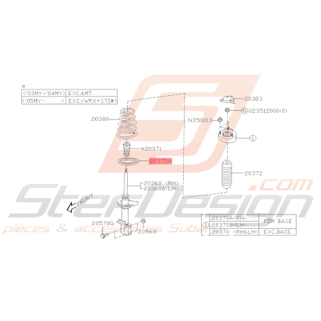Siège caoutchouc Ressort d'amortisseur arrière Origine Subaru WRX/STI 01-07 FORESTER 97-0245537