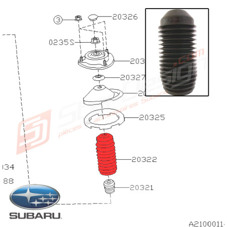 Cache poussière d'amortisseur avant origine pour Subaru Tribeca 3.6l 200745604