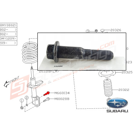 Vis d'amortisseur avant (supérieur) origine pour Subaru Tribeca 3.6l 200745605