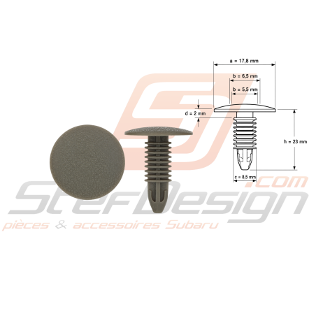 Clip de Moquette Adaptable Gris Subaru GT 12/1997 - 2000 WRX STI 2001 - 200745627