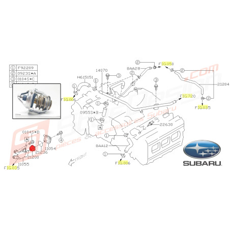 Thermostat secondaire origine pour Subaru Outback 3.0R 03.2005 au 06.200645655