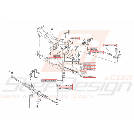 Pack visserie Train avant Origine Subaru GT 1993 - 200045675