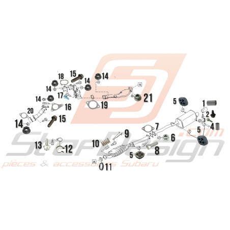 Schéma Suport Silencieux Origine Subaru WRX STI 06 - 0745696