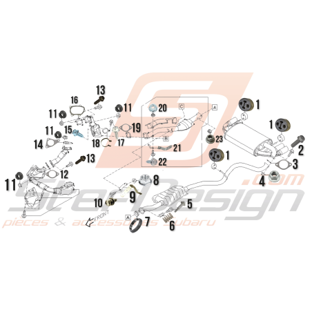 Schéma Support Intermédiaire et Silencieux Origine Subaru WRX 2008 - 201045710