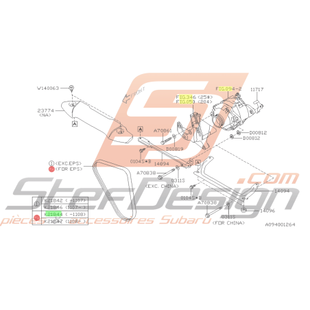 Courroie d'alternateur Origine Subaru Legacy 2010-201145756