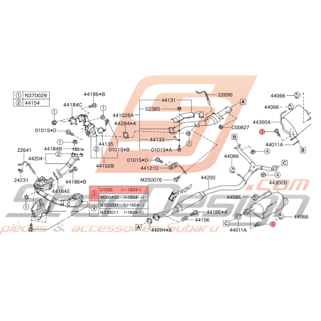 Vis de fixation intermédiaire/silencieux WRX 09-11 STI 09-14 BRZ 13-1645781