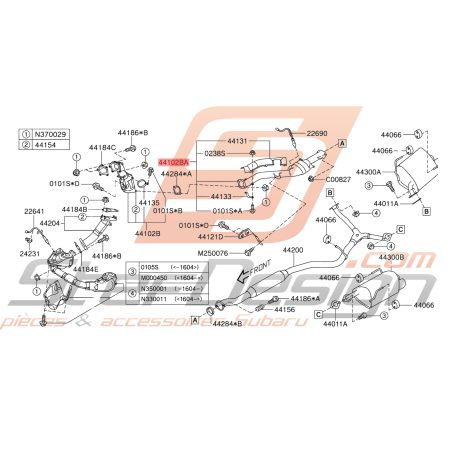 Echappement Central Origine Subaru STI 2011 - 201945785