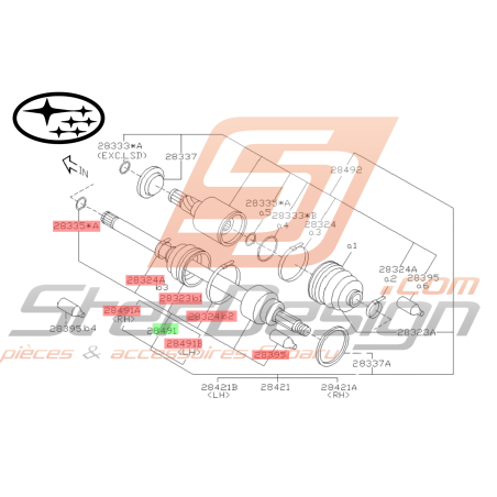 Cardan Arrière Côté Roue Origine Subaru STI 2001 - 200445807