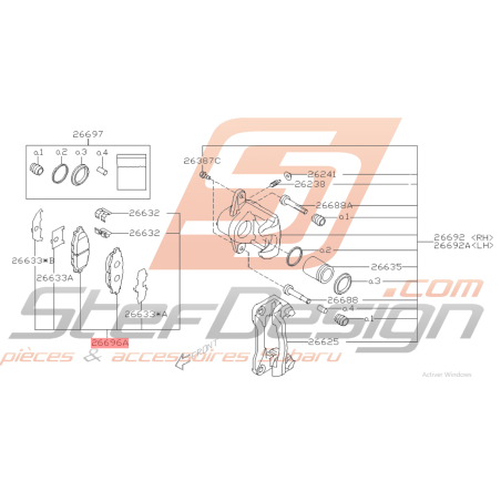 Kit plaquettes arrière origine subaru LEGACY 3.0L45840