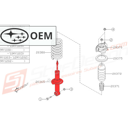 Amortisseur arrière origine pour Subaru STI decembre 200746096