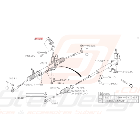 Cardan de Crémaillère de Direction Origine pour Subaru Legacy et Outback 05-0946130