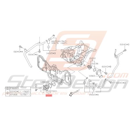Pompe à eau Origine Subaru Legacy H6 3.0L46173