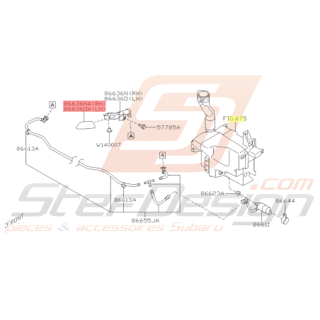 Couvercle gicleur lave Phares avant couleur ice silver Origine Subaru XV 201246212