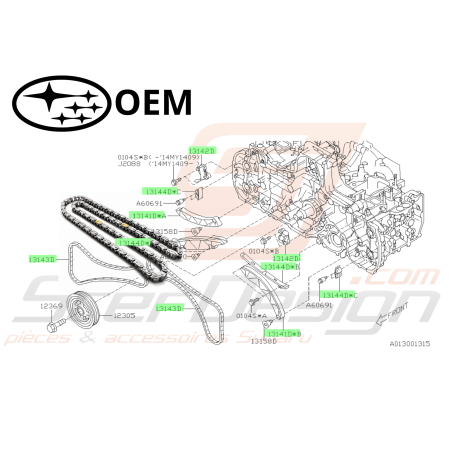 Kit chaîne de distribution d’origine Subaru Diesel Impreza 08-14, Forester 08-14, Legacy/Outback 07-14, XV 11-1346219