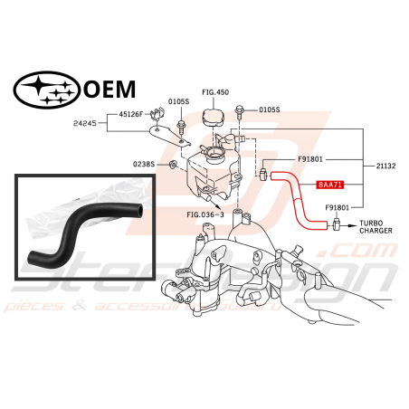 Durite d'eau de turbo origine SUBARU STI 08-1646221