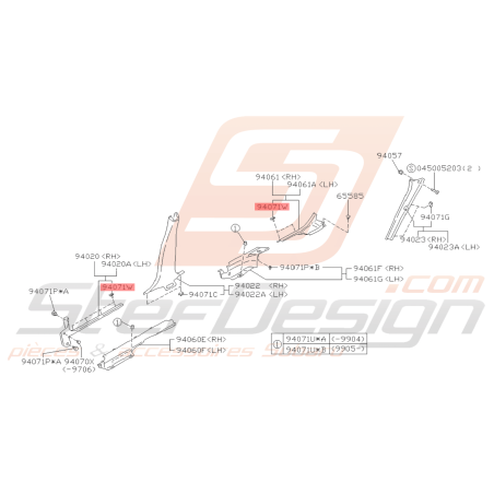 Clips fixation seuil de porte Origine Subaru GT 93-0046271