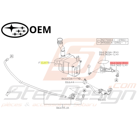 Gicleur lave phare droit et gauche Origine Subaru WRX 2009-201046286