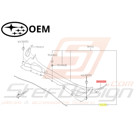 Baie de Parebrise Gauche Origine Subaru WRX 2009 - 201046289