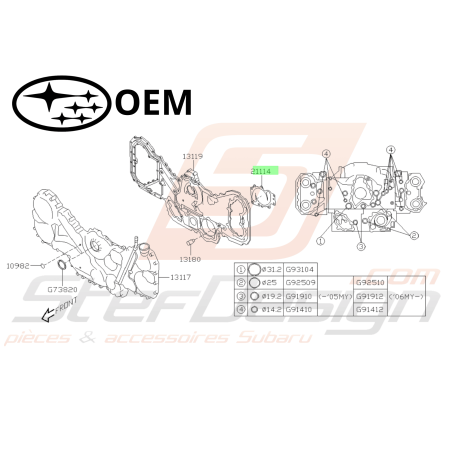 Joint Pompe à Eau Origine Subaru Legacy 200546309