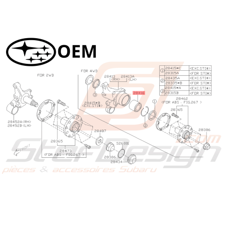 Roulement de Roue Arrière Origine Subaru WRX 2001 - 200246394