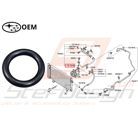 Joint de durite de climatisation SUBARU STI 08+46649